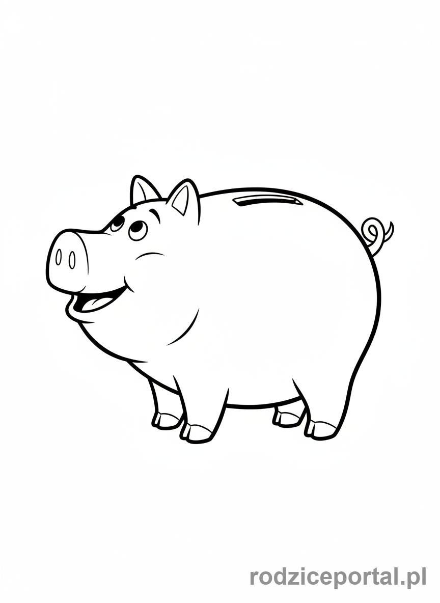 Kolorowanka Toy Story - Hamm, świnka-skarbonka, zadowolony.