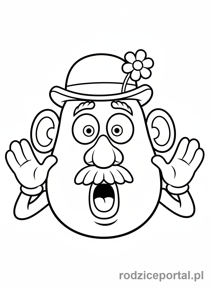 Kolorowanka Toy Story - Pan Bulwa z zabawną miną.