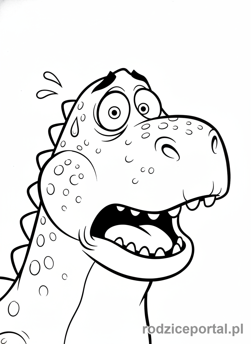 Kolorowanka Toy Story - Rex, zielony dinozaur, przestraszony.