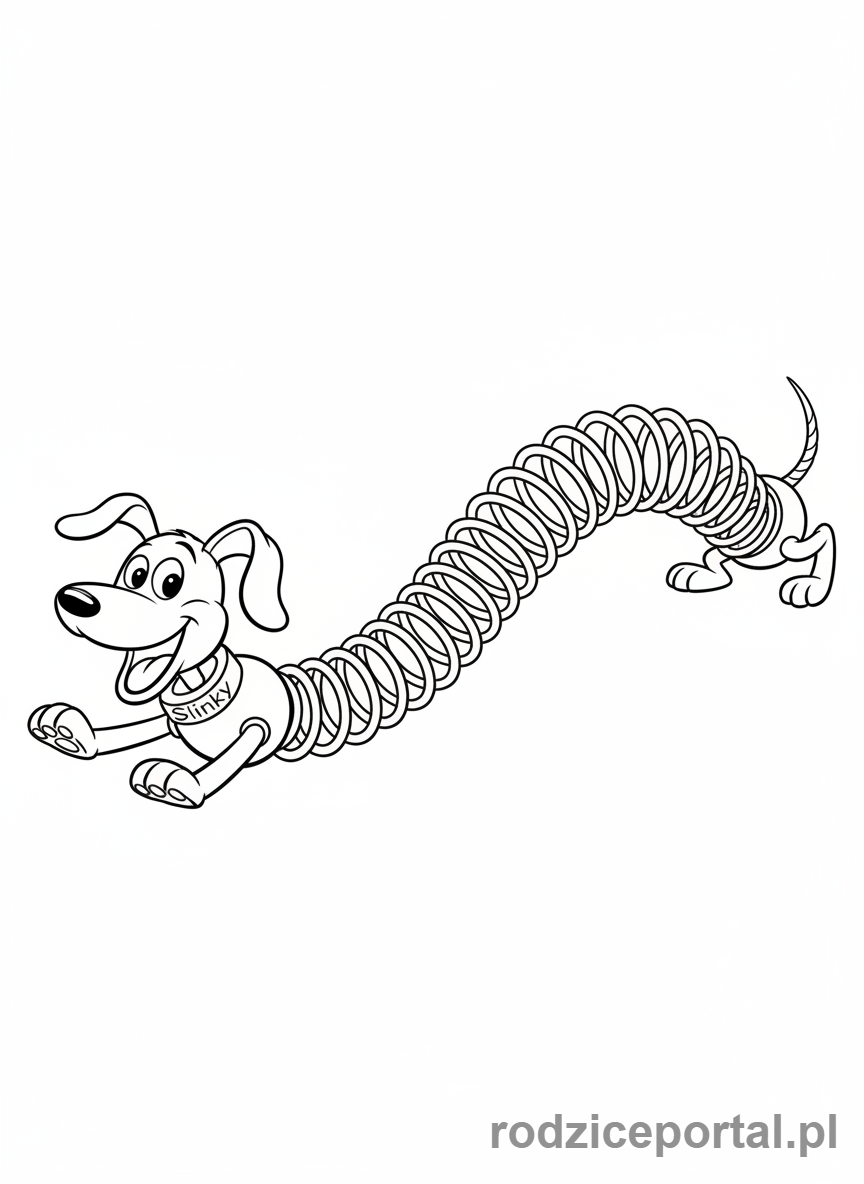 Kolorowanka Toy Story - Slinky Dog rozciągający się.