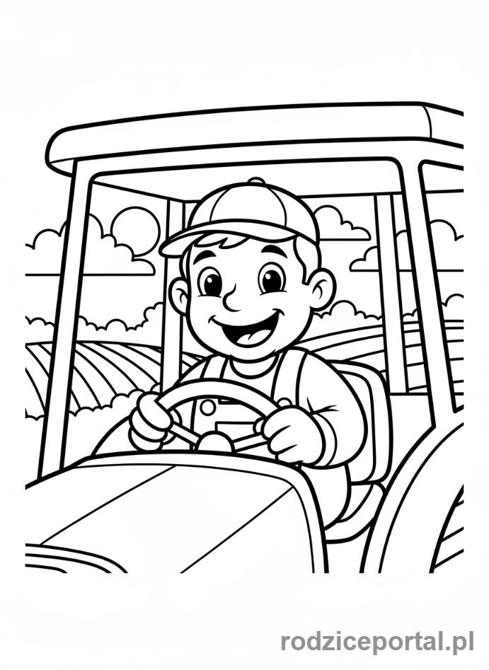 Kolorowanka Traktory - Farmer w traktorze