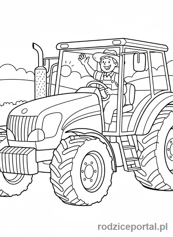 Kolorowanka Traktory - Rolnik w traktorze.
