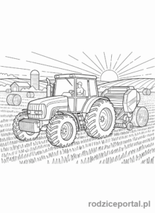 Kolorowanka Traktory - Traktor balotujący siano