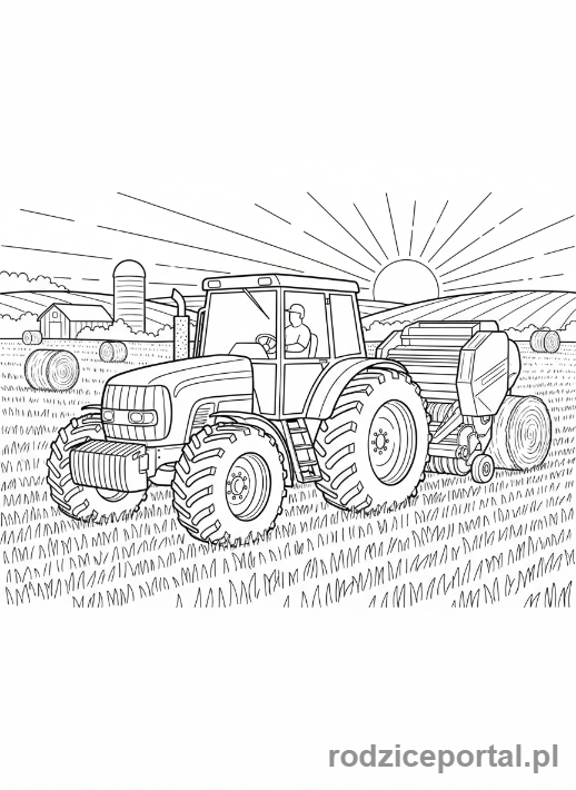Kolorowanka Traktory - Traktor balotujący siano
