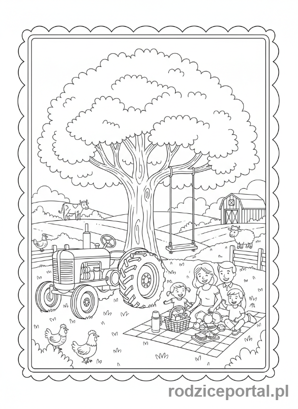 Kolorowanka Traktory - Traktor i piknik