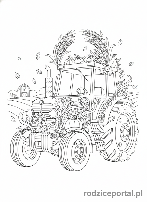 Kolorowanka Traktory - Traktor na dożynkach