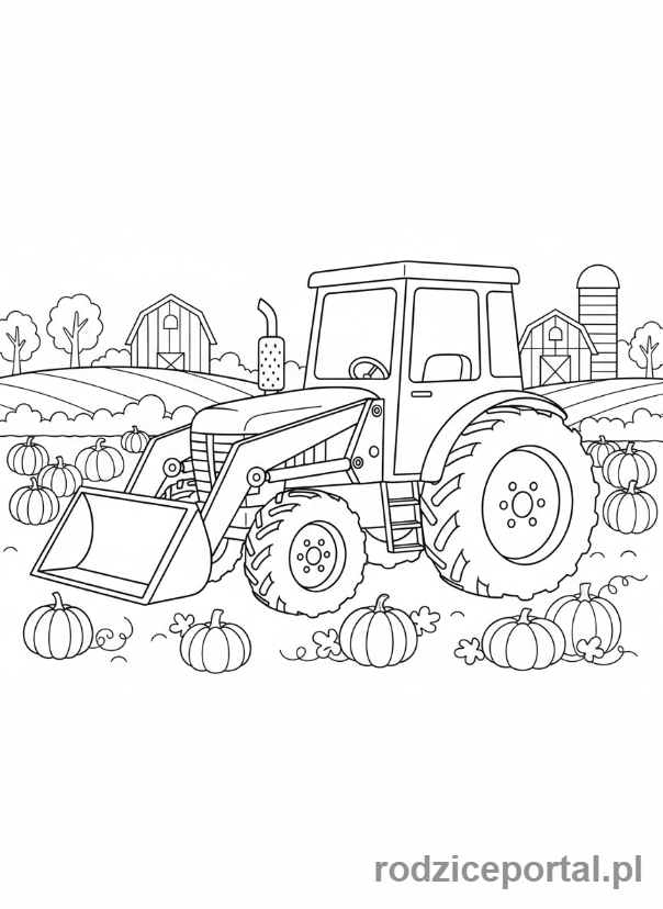 Kolorowanka Traktory - Traktor na dyniowej farmie