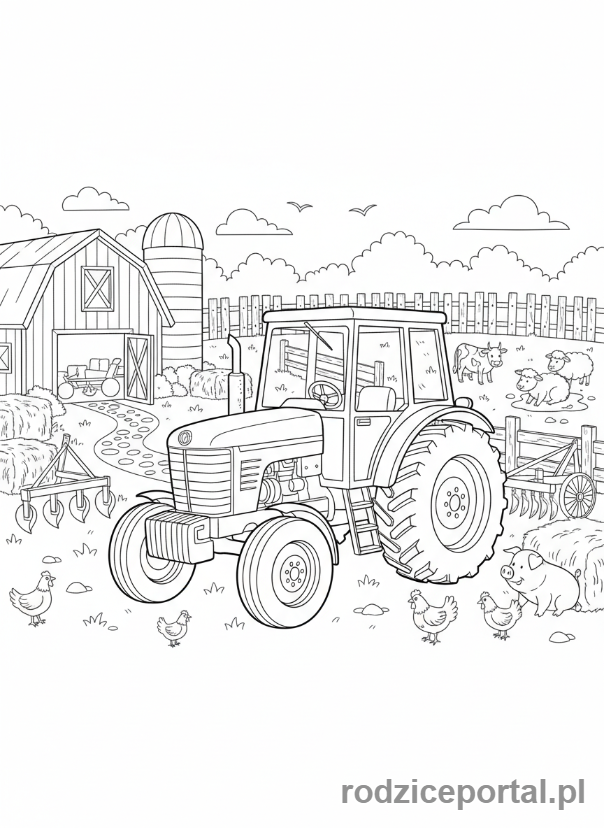 Kolorowanka Traktory - Traktor na podwórku