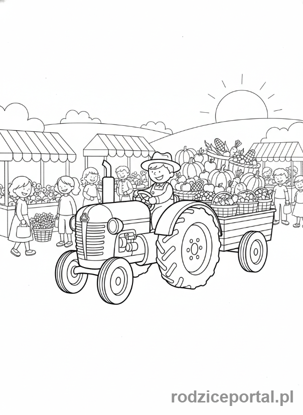 Kolorowanka Traktory - Traktor na targu