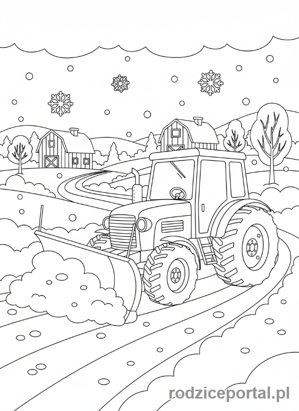 Kolorowanka Traktory - Traktor odśnieżający