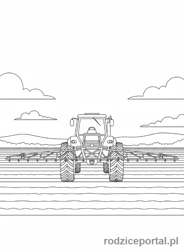 Kolorowanka Traktory - Traktor opryskujący pole