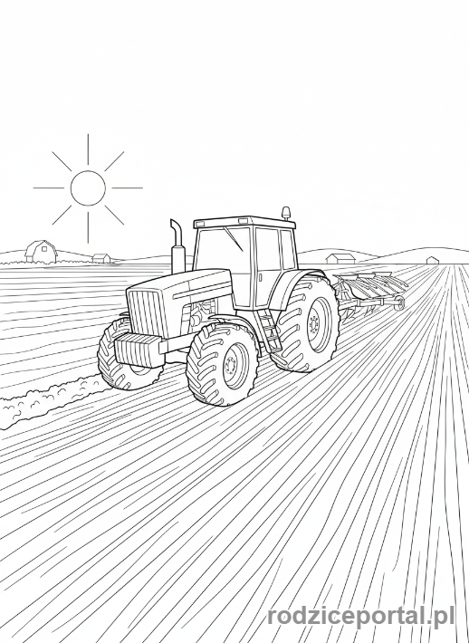 Kolorowanka Traktory - Traktor orający pole.