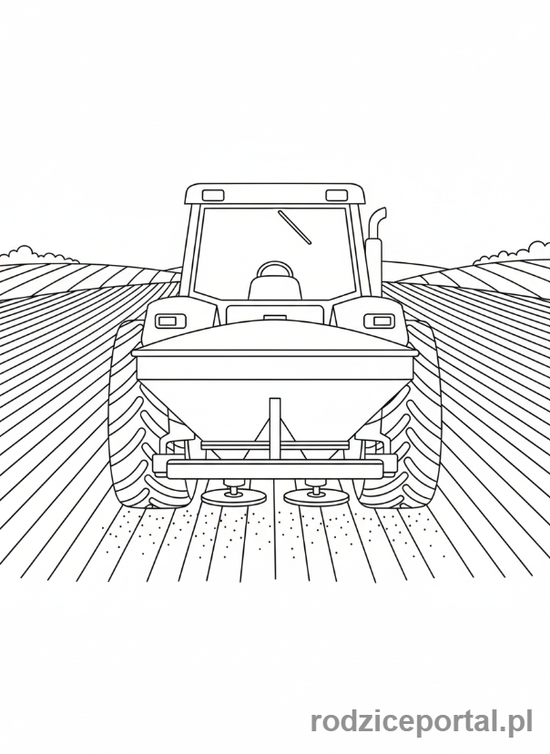 Kolorowanka Traktory - Traktor rozrzucający nawóz