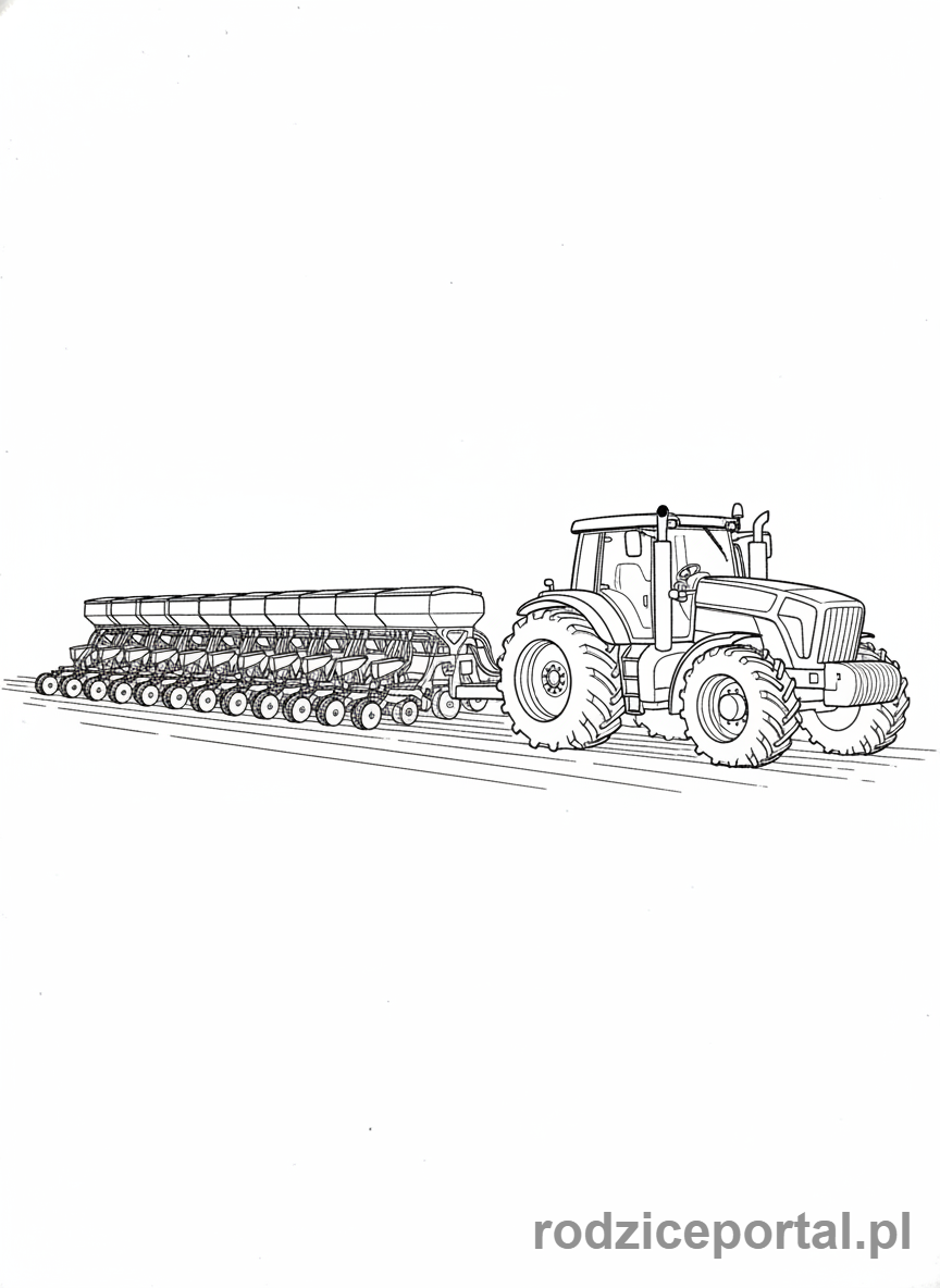Kolorowanka Traktory - Traktor sadzący rośliny.