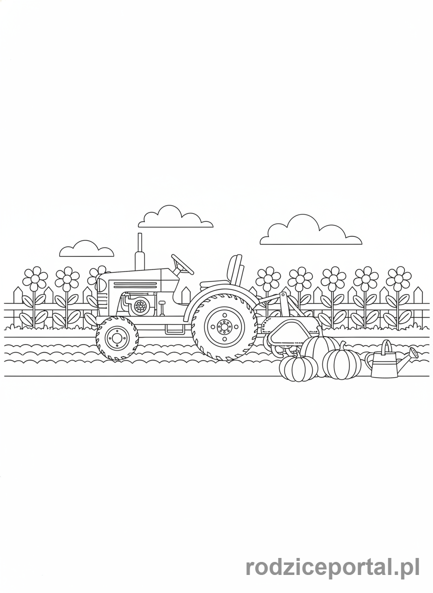 Kolorowanka Traktory - Traktor spulchniający ogród