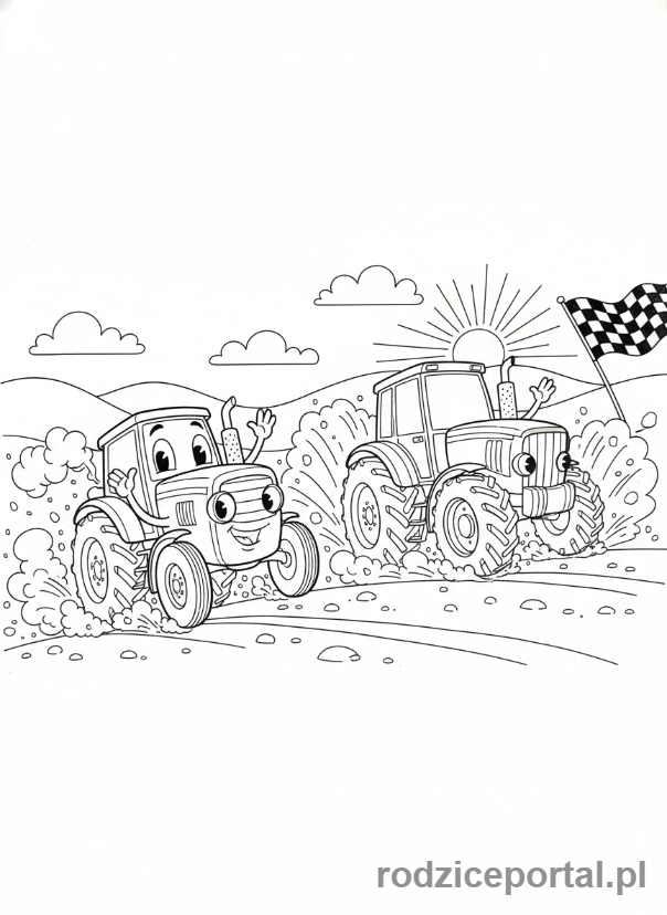 Kolorowanka Traktory - Traktor w wyścigu