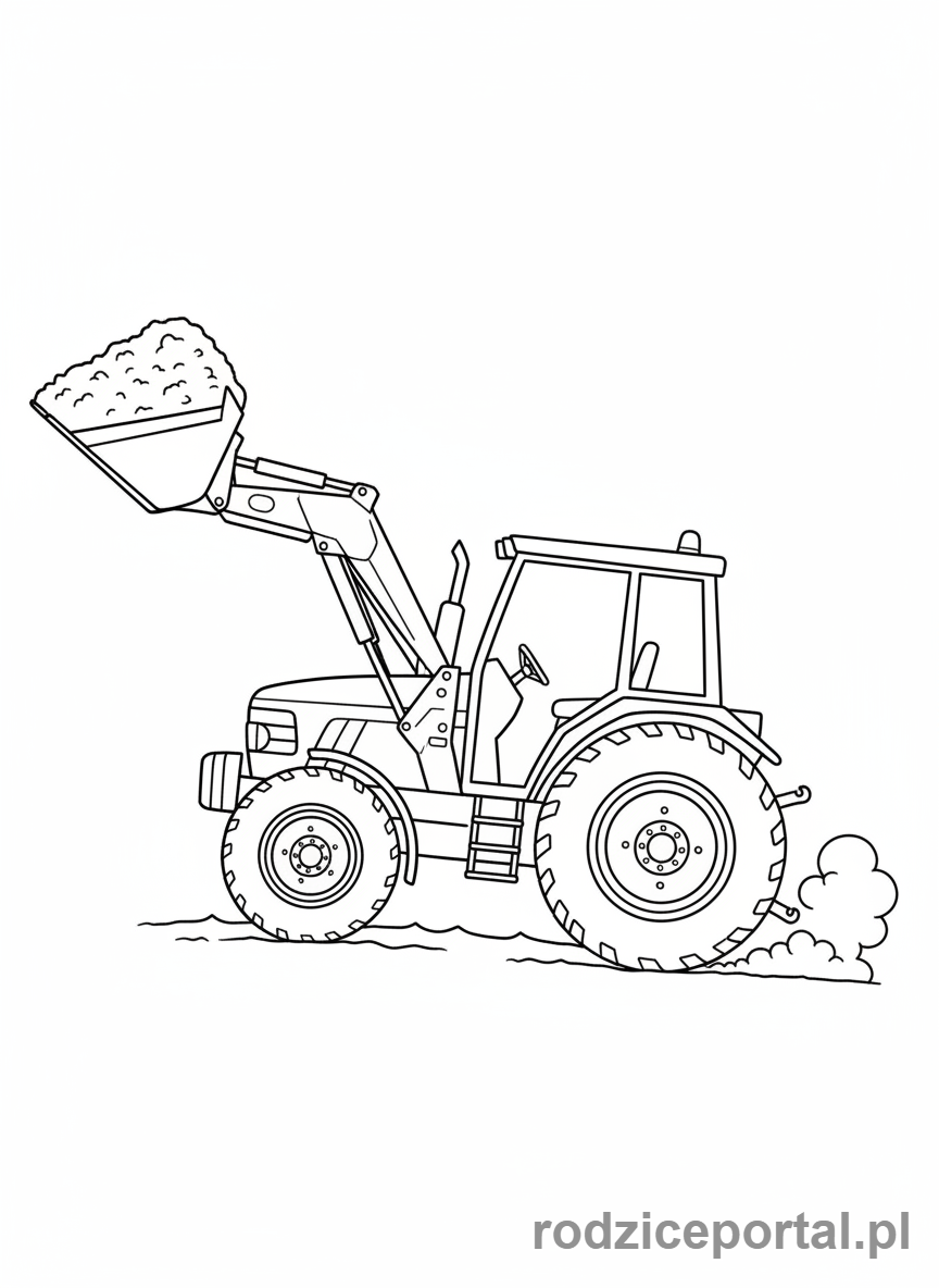 Kolorowanka Traktory - Traktor z ładowaczem czołowym