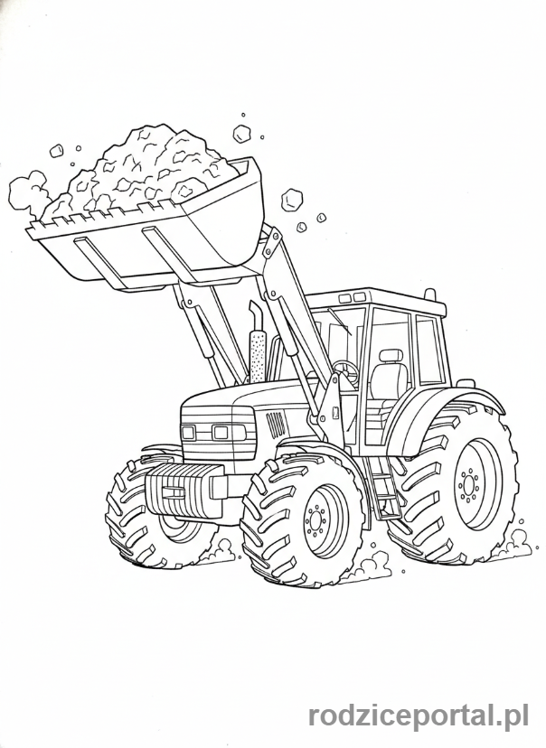 Kolorowanka Traktory - Traktor z ładowarką czołową.