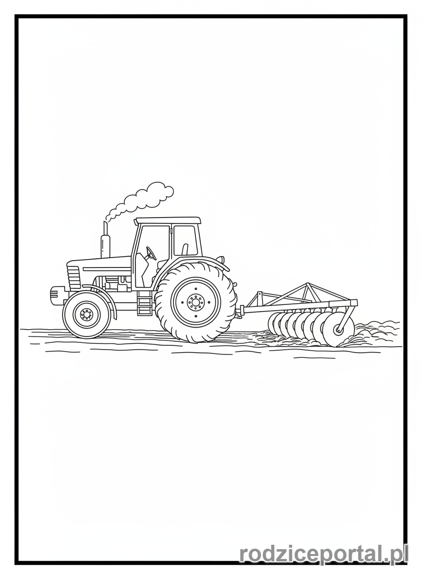Kolorowanka Traktory - Traktor z broną talerzową