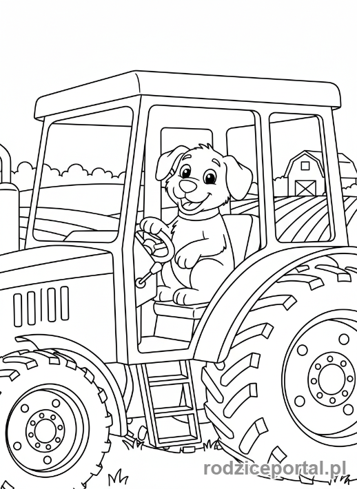 Kolorowanka Traktory - Traktor z psem