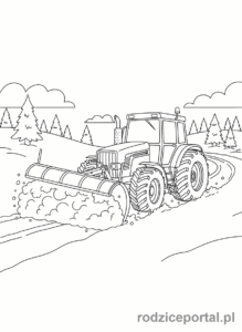 Kolorowanka Traktory - Traktor z pługiem śnieżnym.
