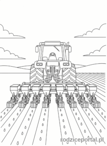 Kolorowanka Traktory - Traktor z siewnikiem