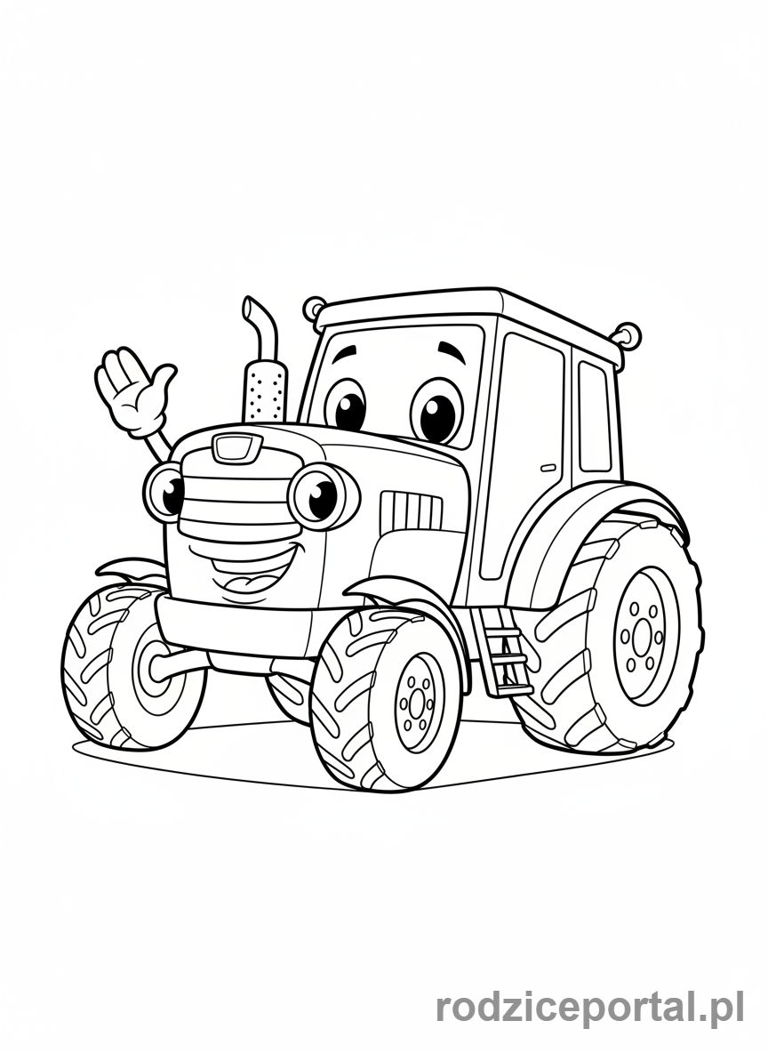 Kolorowanka Traktory - Traktor z uśmiechem i macha