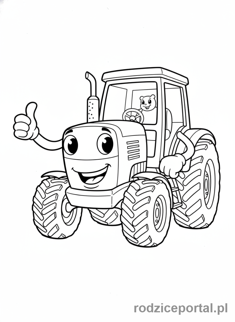 Kolorowanka Traktory - Uśmiechnięty traktor
