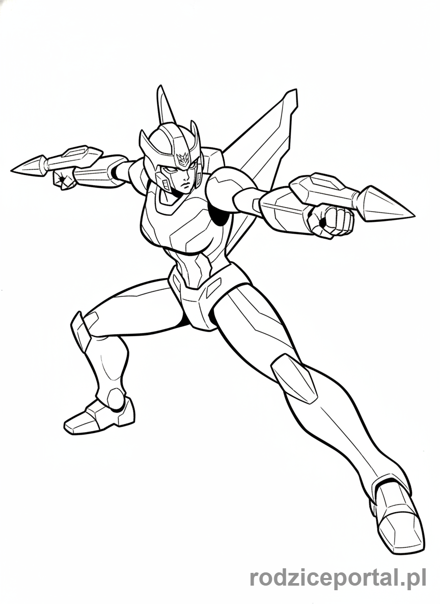 Kolorowanka Transformers - Arcee w pozie bojowej, cała sylwetka