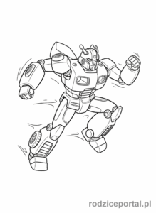 Kolorowanka Transformers - Bumblebee biegnący dynamicznie, cała sylwetka