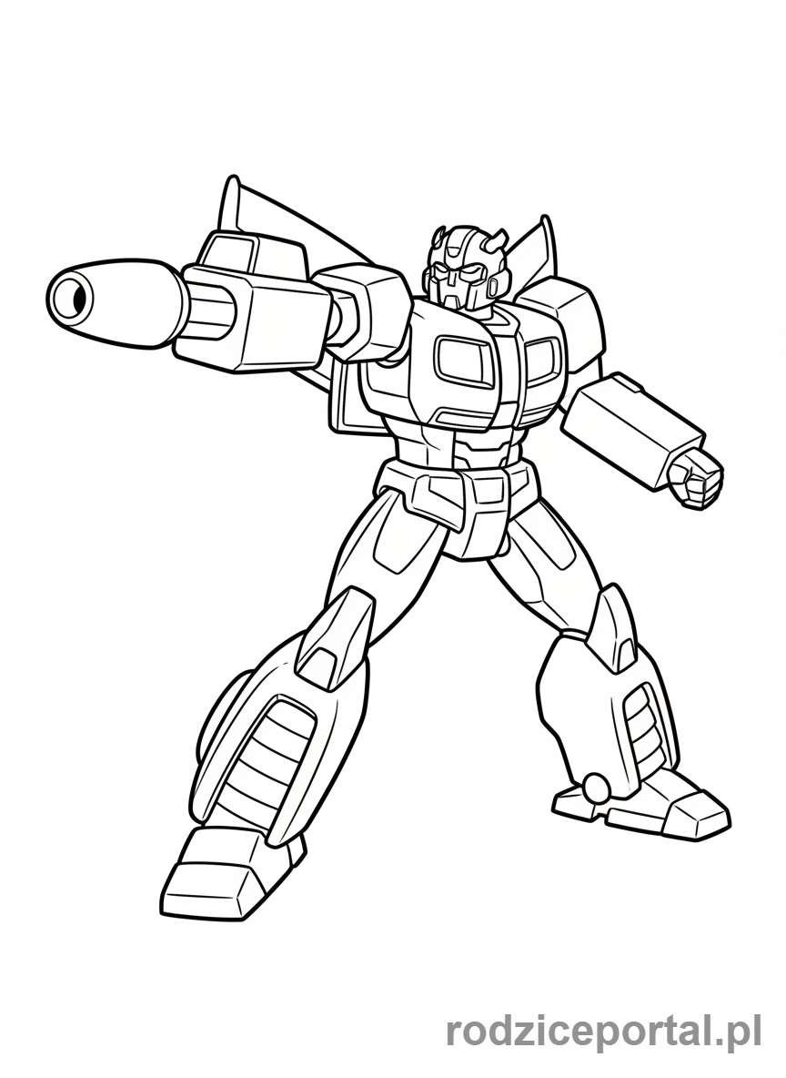 Kolorowanka Transformers - Bumblebee używający swojego działka na ramieniu (uproszczone)