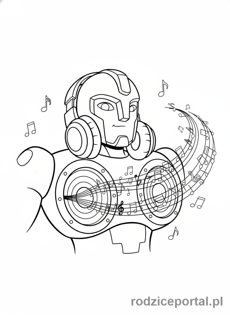 Kolorowanka Transformers - Jazz grający muzykę, zbliżenie na klatkę piersiową