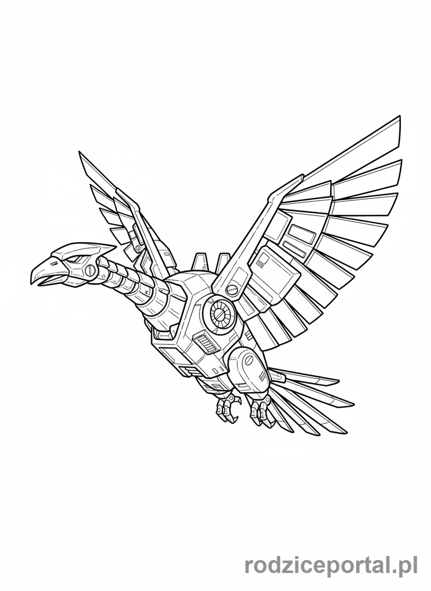Kolorowanka Transformers - Laserbeak w locie, szczegółowy robot-ptak