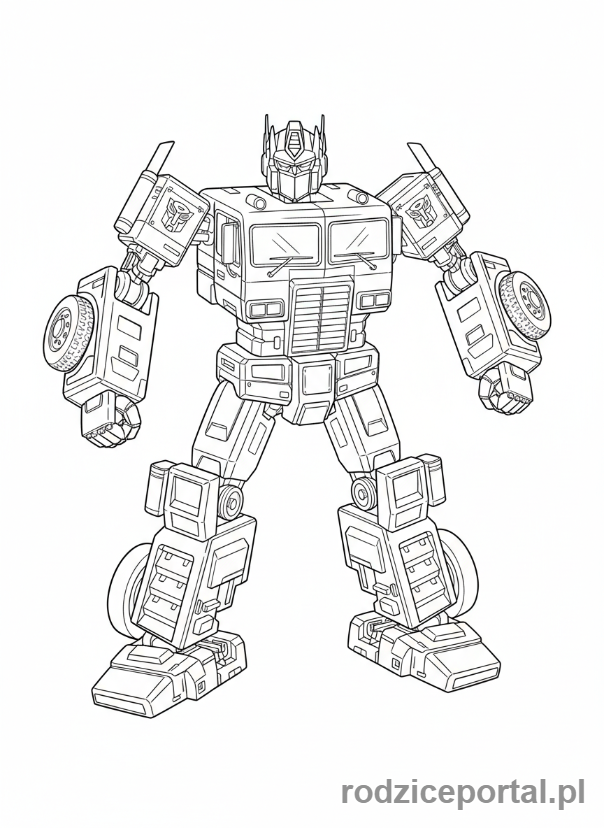 Kolorowanka Transformers - Optimus Prime w trakcie transformacji
