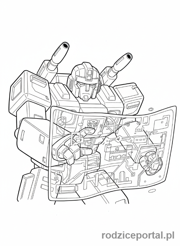 Kolorowanka Transformers - Prowl strategicznie analizujący mapę