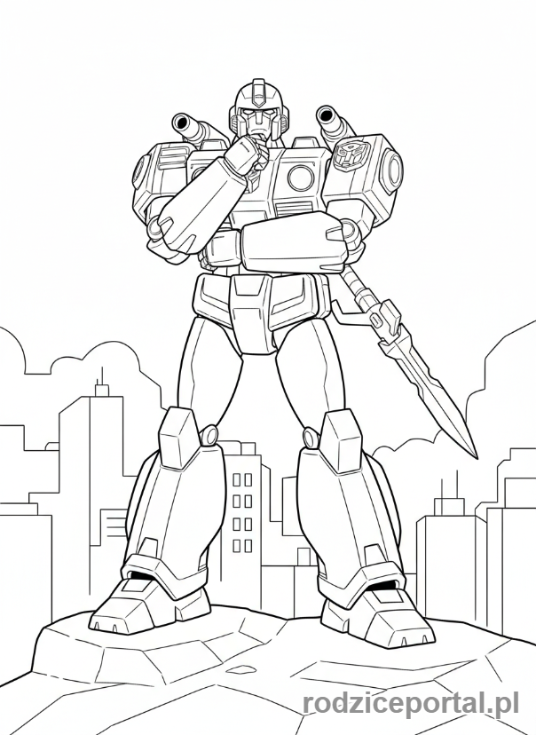 Kolorowanka Transformers - Prowl w taktycznej pozie, cała sylwetka