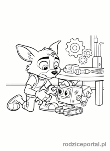 Kolorowanka Transformers - Ratchet opiekujący się uszkodzonym towarzyszem (prosty wzór)