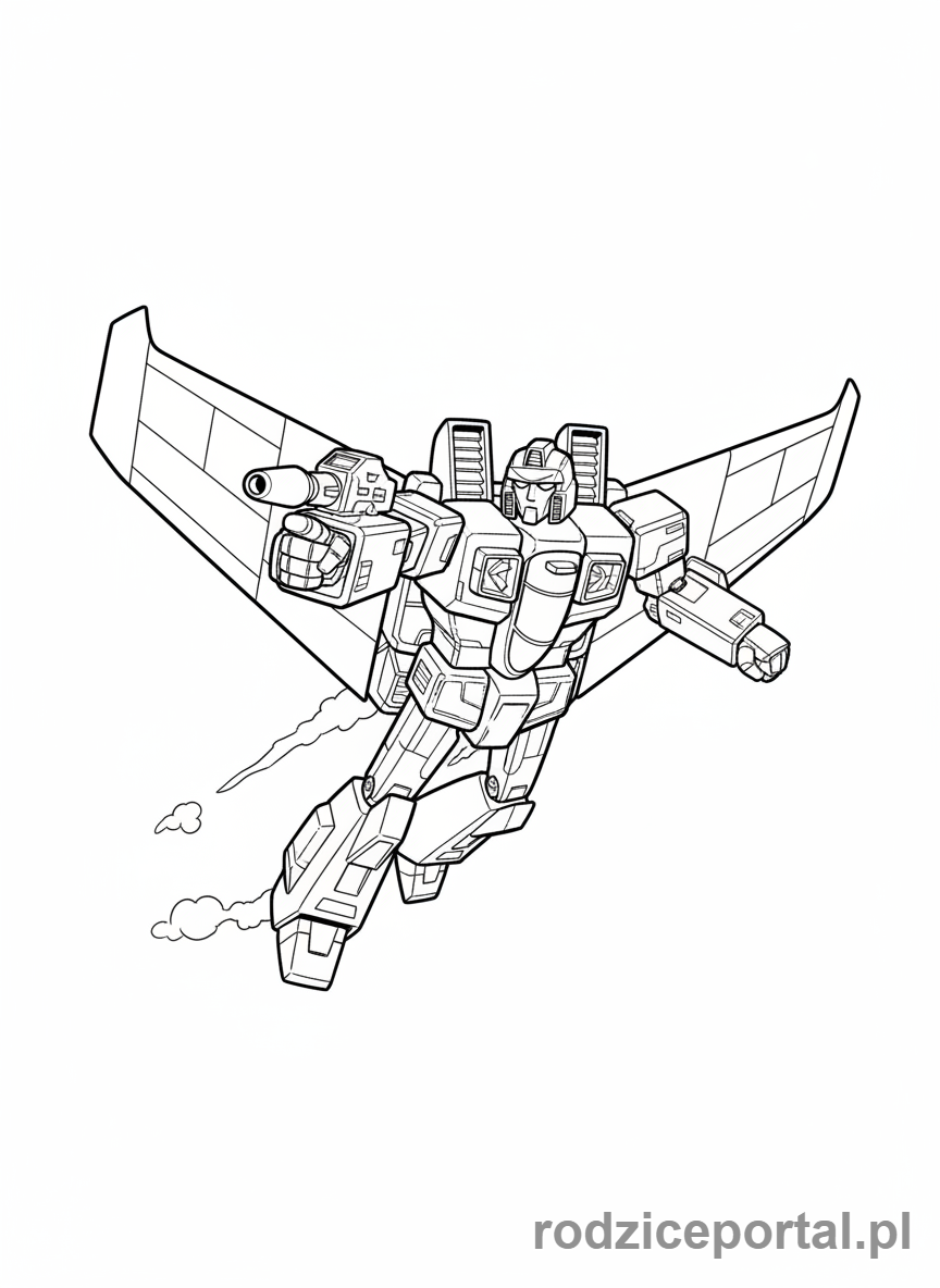 Kolorowanka Transformers - Starscream lecący w trybie robota
