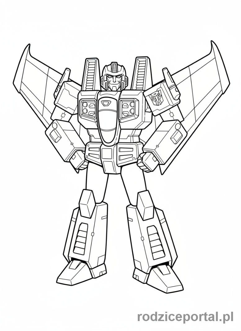 Kolorowanka Transformers - Starscream stojący dumnie, cała sylwetka