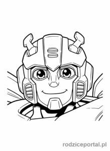 Kolorowanka Transformers - Twarz Bumblebee'ego, zbliżenie, przyjazny wyraz