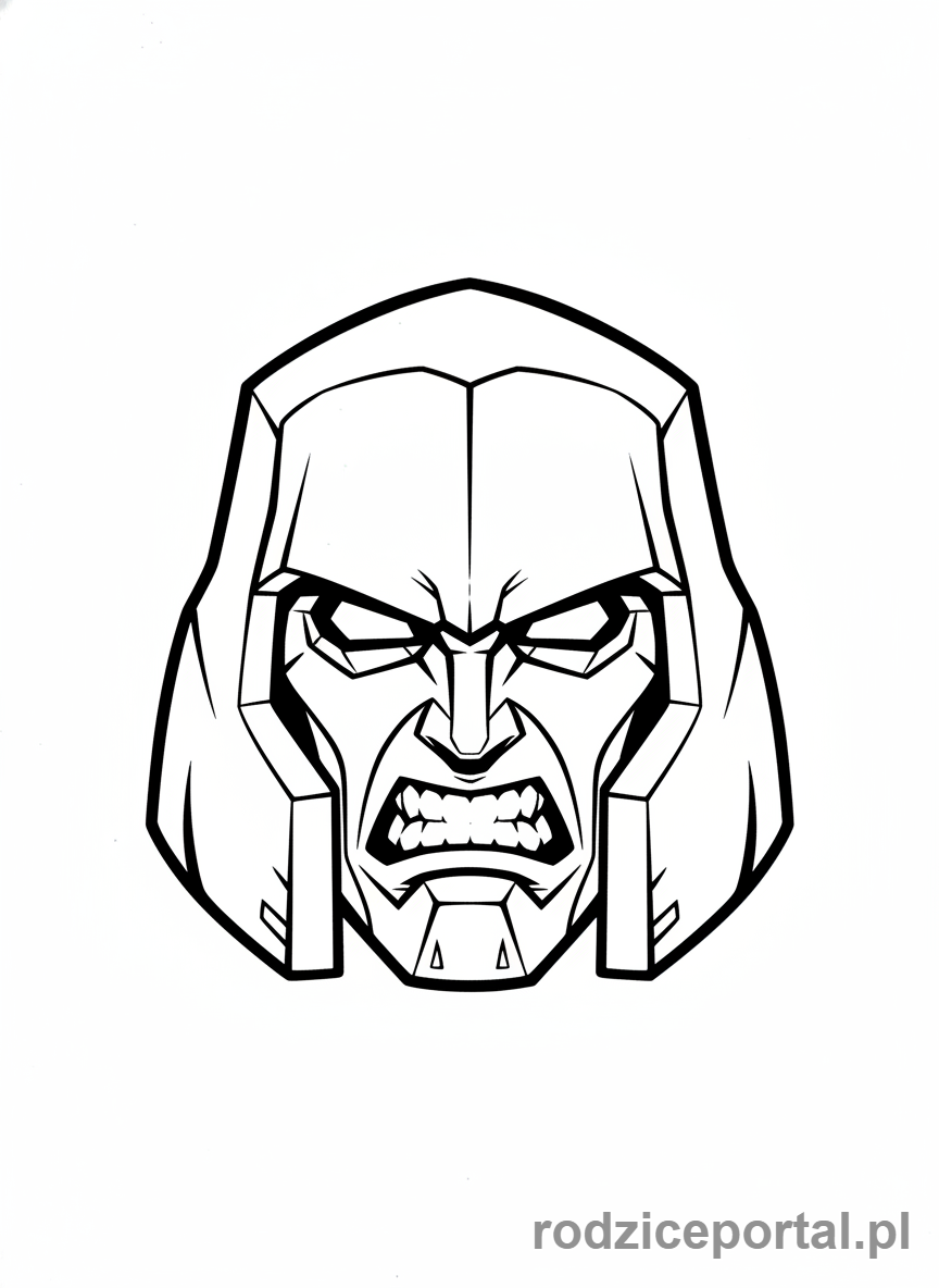 Kolorowanka Transformers - Twarz Megatrona, zbliżenie, gniewny wyraz