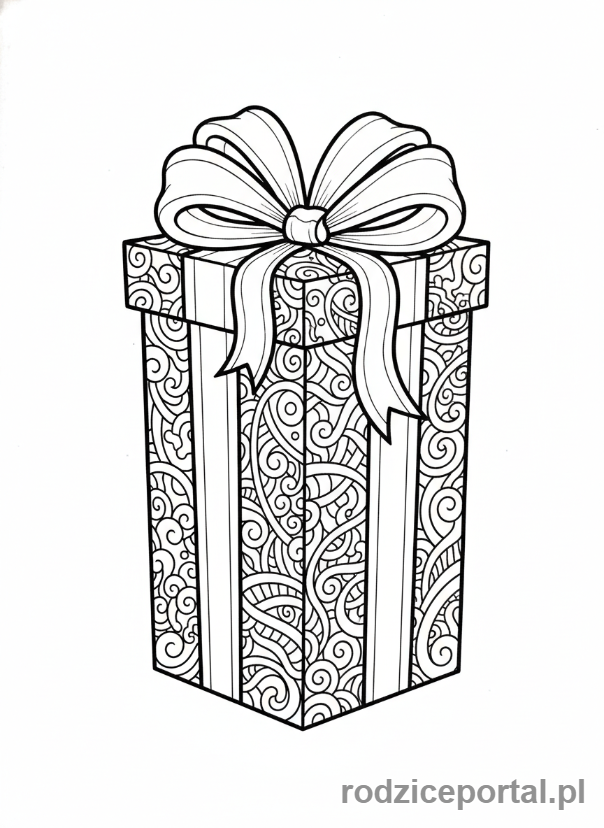 Kolorowanka Urodzinowe - Duży prezent z kokardą