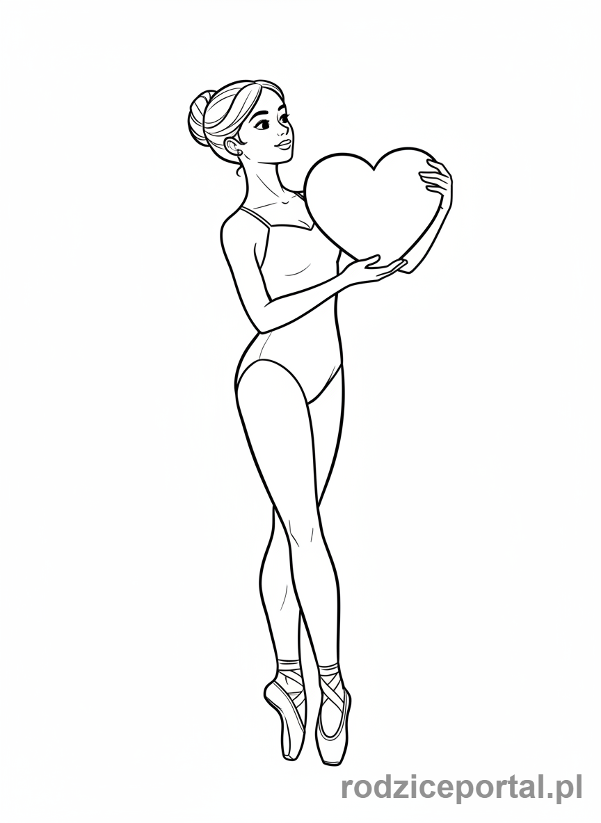 Kolorowanka Walentynki - Baletnica z sercem
