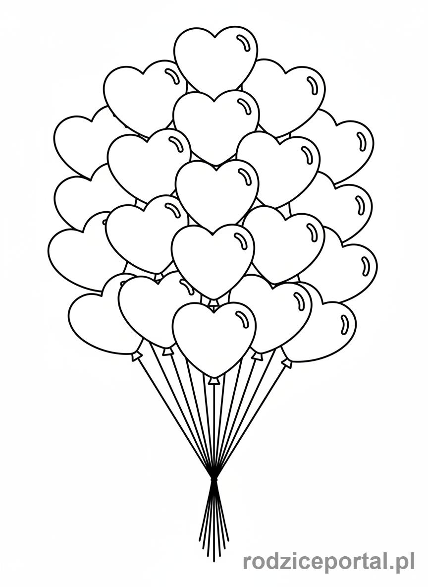 Kolorowanka Walentynki - Balony w kształcie serc