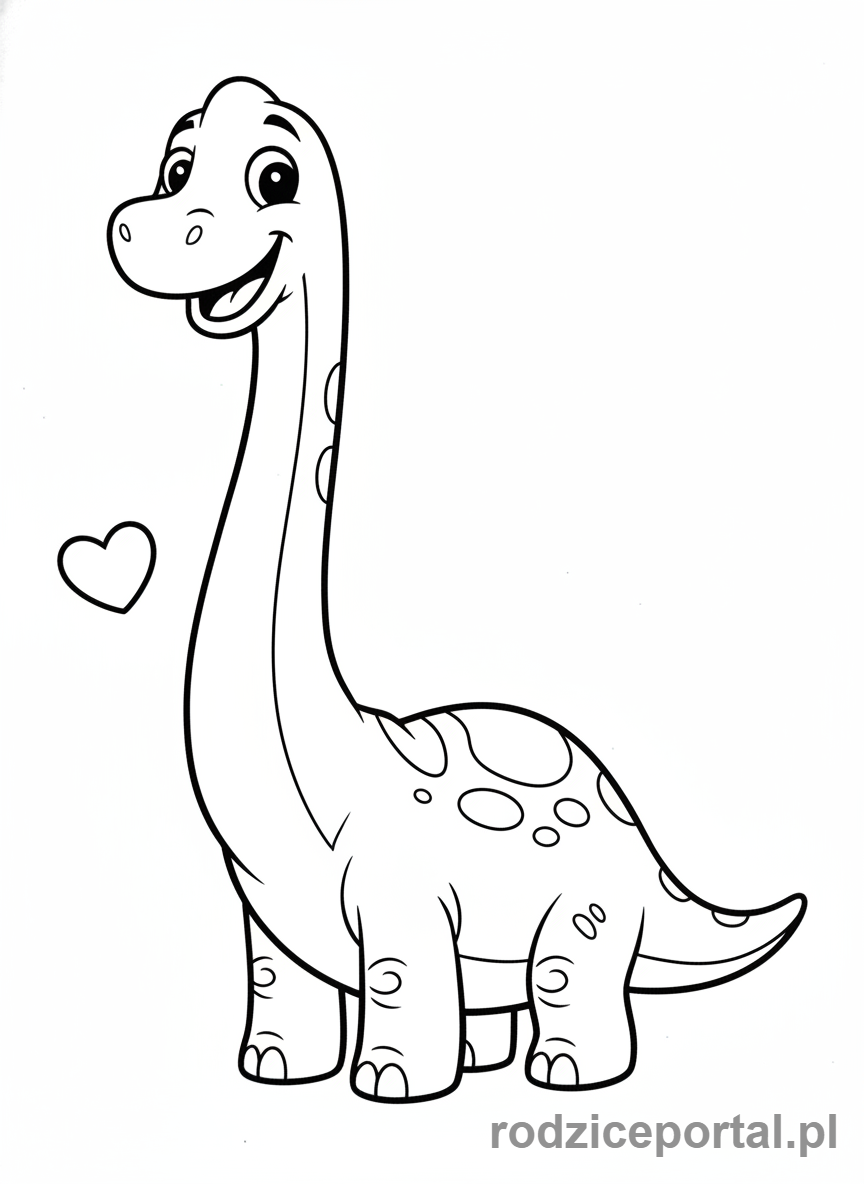 Kolorowanka Walentynki - Dinozaur trzymający małe serce