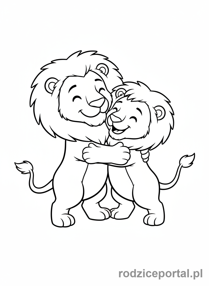 Kolorowanka Walentynki - Dwa lwy przytulające się