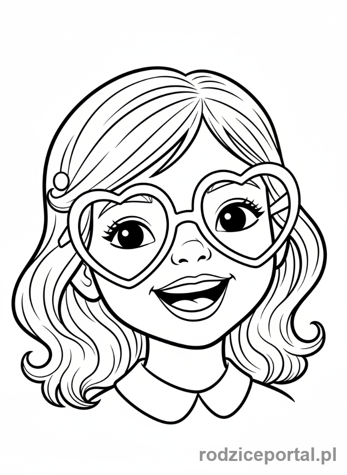 Kolorowanka Walentynki - Dziewczynka z walentynkowymi okularami