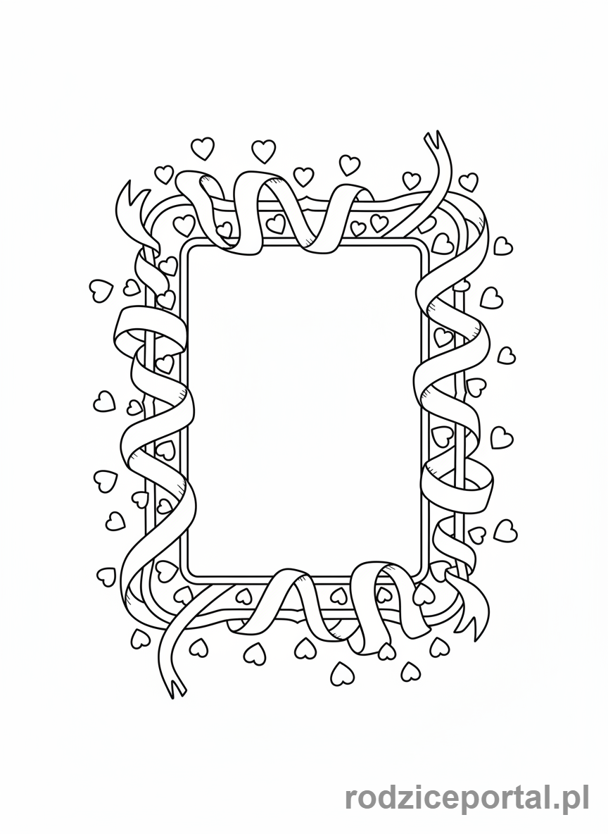Kolorowanka Walentynki - Ramka na zdjęcie z serduszkami