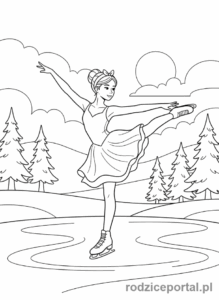 Kolorowanka Zimowe - Dziewczynka jeżdżąca na łyżwach