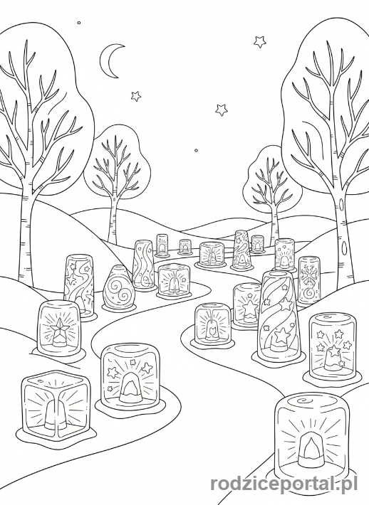 Kolorowanka Zimowe - Lampiony lodowe.